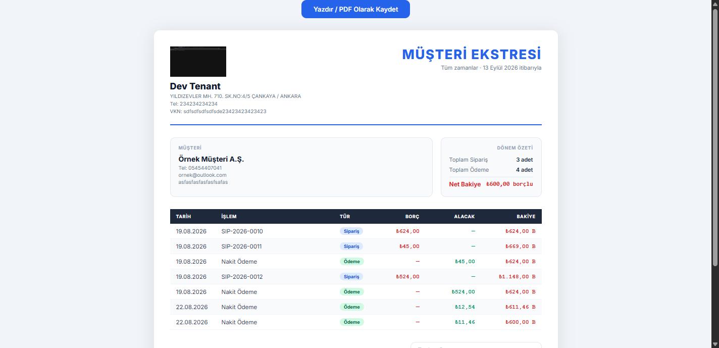 Müşteri cari ekstre ekranı - Envanteriniz cari takip programı
